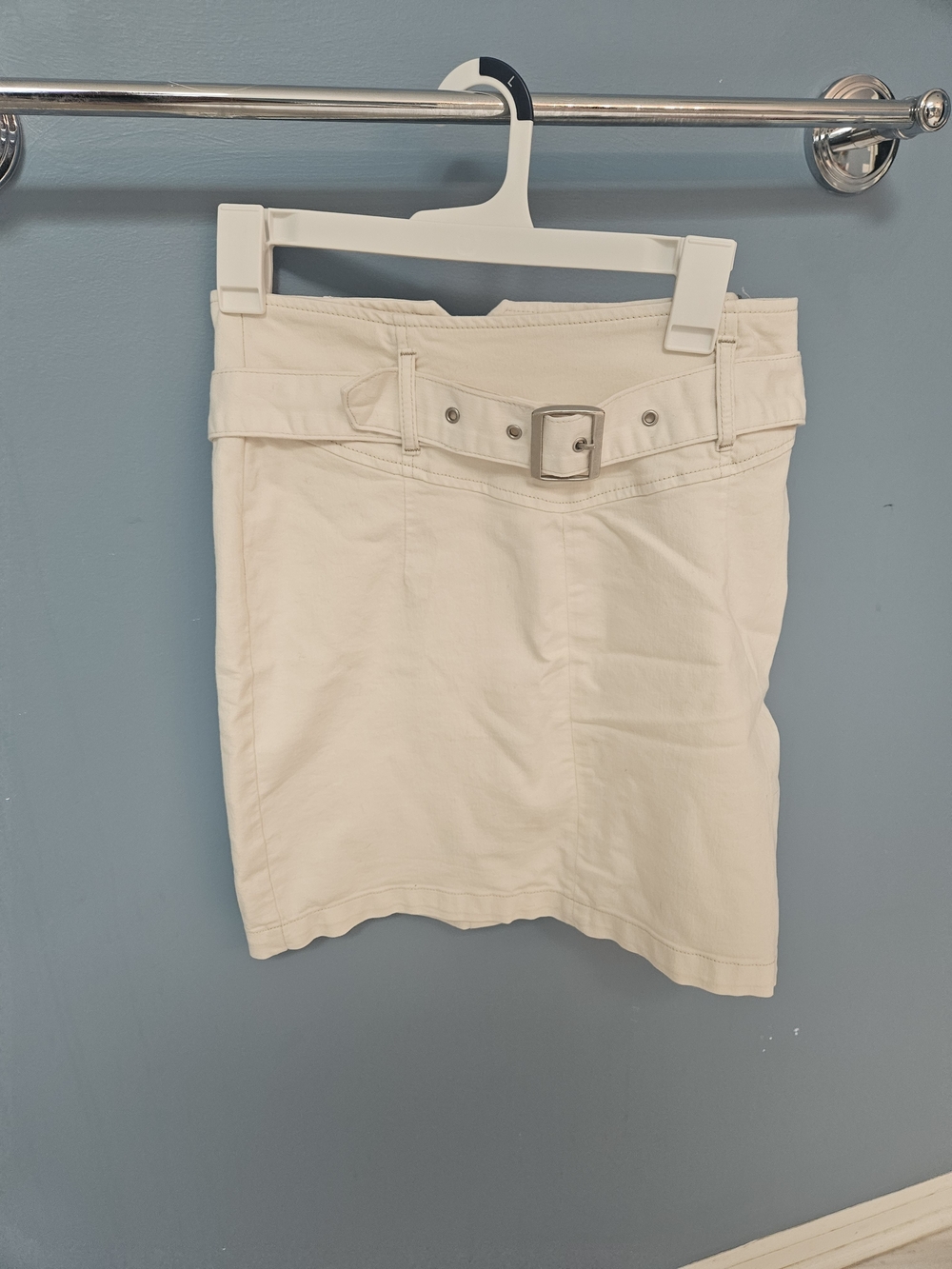 Free People Cream Mini Skirt with Buckle Belt